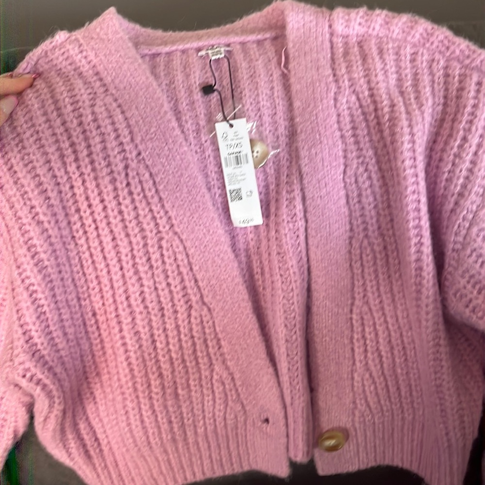 cropped purple cardigan from garage